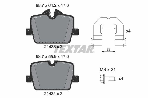 Колодки гальмові задні, дискові 2143301 Textar