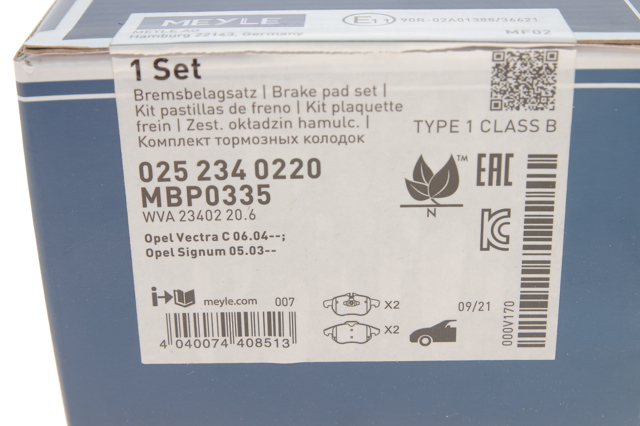 Гальмівні колодки Meyle 252340220 ціна, від 20.65 USD