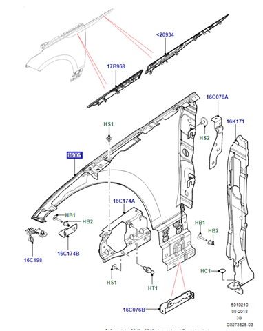 Крила LR091698 Land Rover
