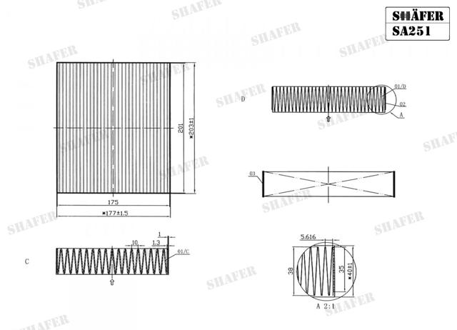 Фільтр салону SA251 Shafer