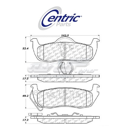 Задні гальмівні колодки Centric Parts 10210870 ціна, від 34.21 USD