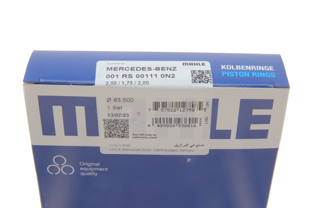 Комплект поршневих кілець на 1 циліндр, 2-й ремонт (+0,50) Mahle Original 001RS001110N2