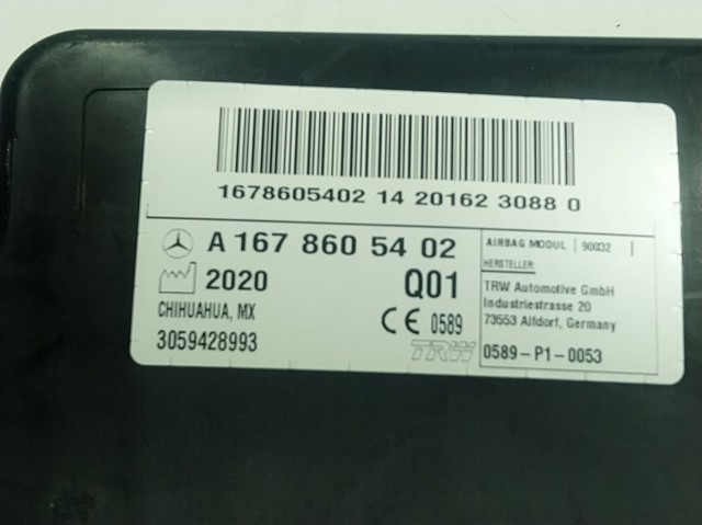 Купити A1678605402 Mercedes Подушка безпеки AIRBAG спинки сидіння, правого