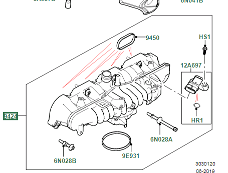 LR106371 Land Rover Колектор впускний