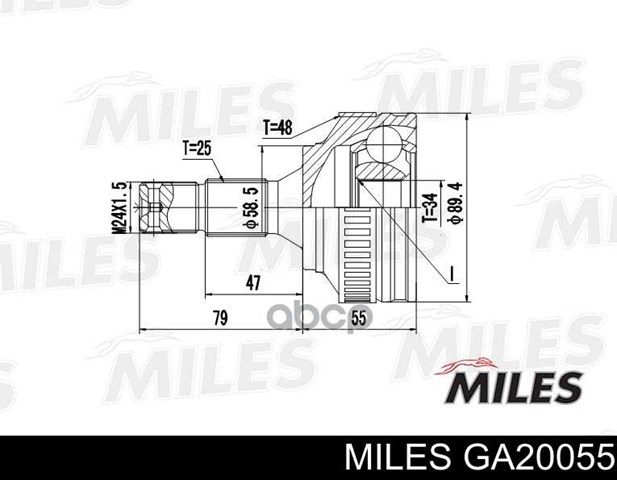 ШРУС зовнішній передній GA20055 Miles