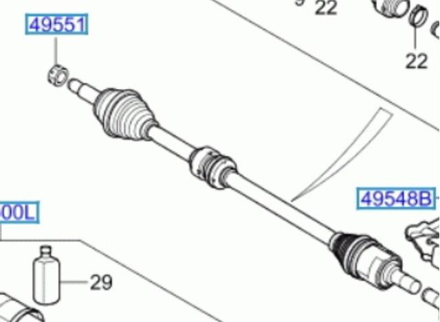 Піввісь права 49501F2300 Hyundai/Kia