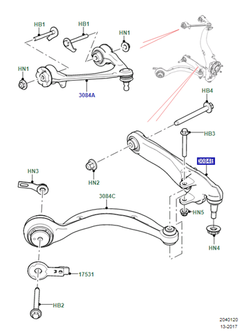 Важіль передній лівий Land Rover LR090504 ціна, від 138.58 USD