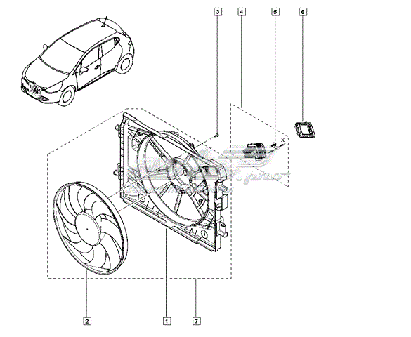 214816703R Renault (RVI) дифузор радіатора охолодження, в зборі з двигуном і крильчаткою