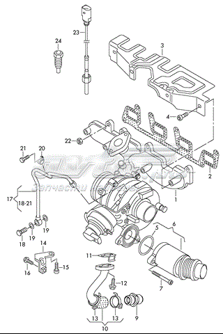  Трубка/шланг відводу масла від турбіни Volkswagen Transporter 
