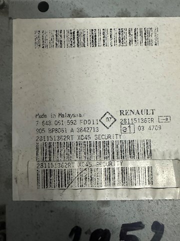 Магнітола (радіо AM/FM) Renault (RVI) 281151362R ціна, від 38.30 USD