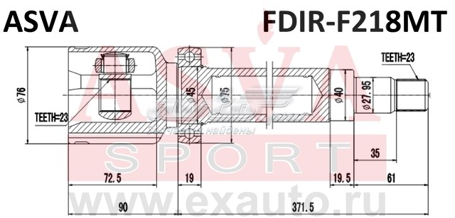 FDIRF218MT Asva шрус внутрішній, передній, правий