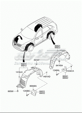 Купити 868202P500 Hyundai/Kia Підкрилок передній правий