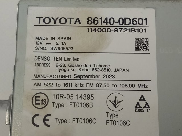  Toyota 861400D601