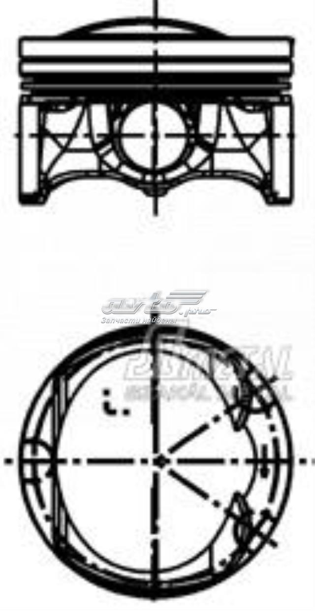 Поршень в комплекті на 1 циліндр, STD 40761600 Kolbenschmidt