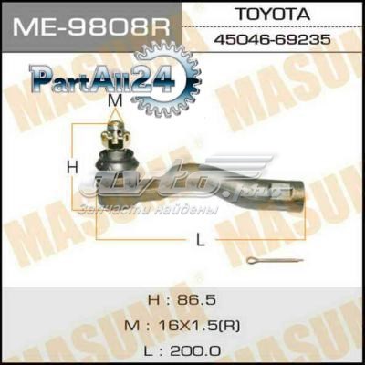 Накінечник рульової тяги, зовнішній Masuma ME9808R