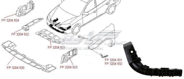 Кронштейн бампера переднього, зовнішній правий FPS FP3204932 ціна, від 3.78 USD