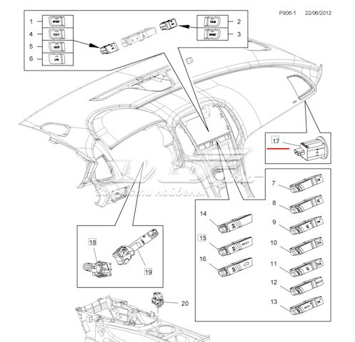 Кнопка відключення подушок безпеки AIRBAG 13577258 General Motors