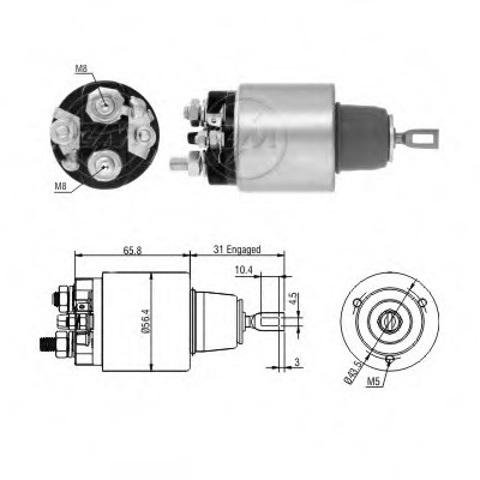 Реле втягуюче стартера ZM2475 ZM