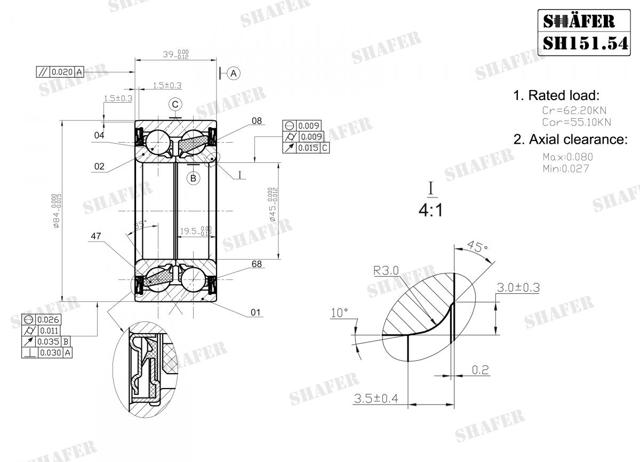 SH15154 Shafer Підшипник ступиці задньої
