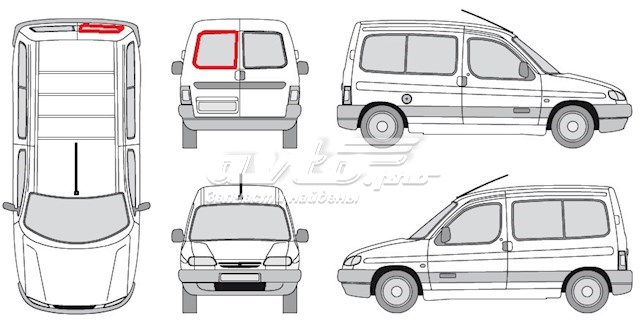 GS0550D201 XYG Скло багажних дверей розпашних, лівих