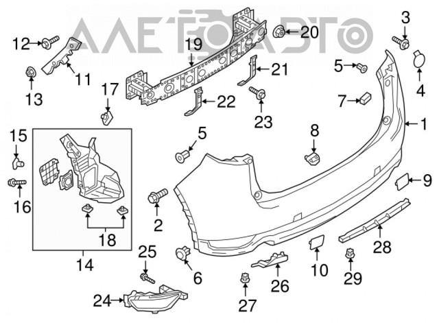 Направляюча заднього бампера, права Mazda KB8A502H1B ціна, від 5.71 USD