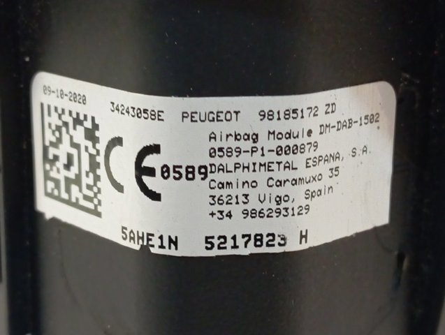 Подушка безпеки, водійська, AIRBAG 98185172ZD Peugeot/Citroen