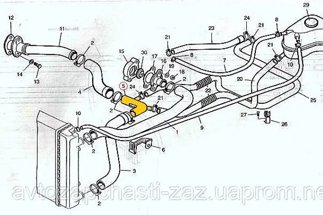 Фланець системи охолодження (трійник) ЗАЗ SENS (ЗАЗ Сенс)