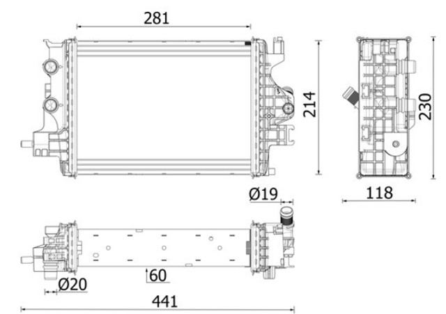 Радіатор охолодження двигуна, правий Renault (RVI) 214109135R ціна, від 272.89 USD