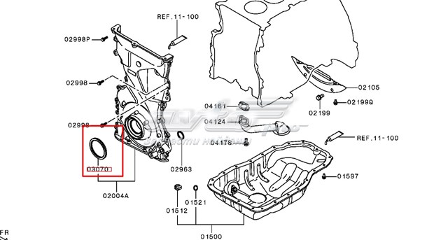 Сальник колінвала двигуна, передній 1052B061 Mitsubishi