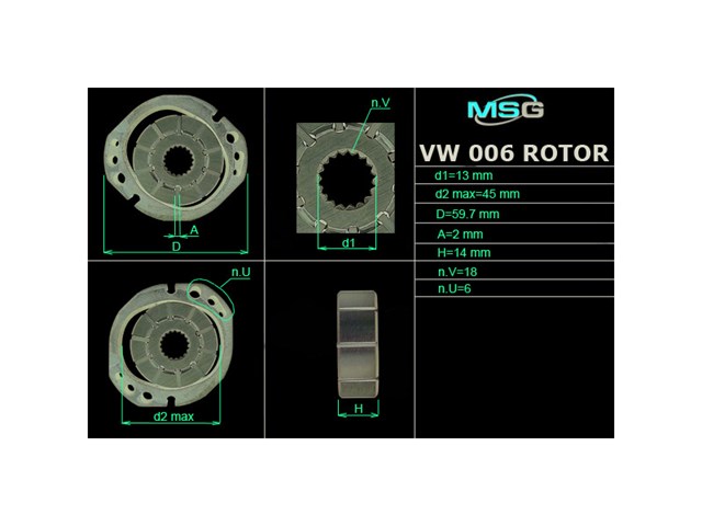 VW006ROTOR MSG ротор насосу гідропідсилювача керма (гпк)
