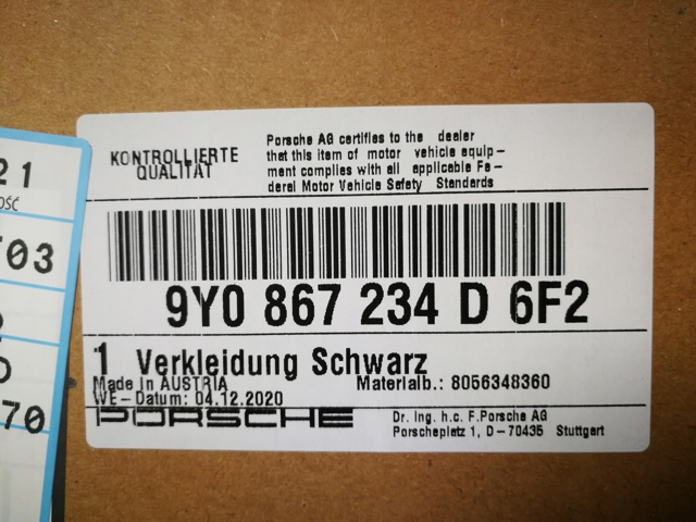  Porsche 9Y0867234D6F2 ціна, від 249.62 USD