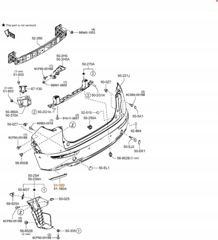 Правий катафот заднього бампера Mazda DFR5515L0B