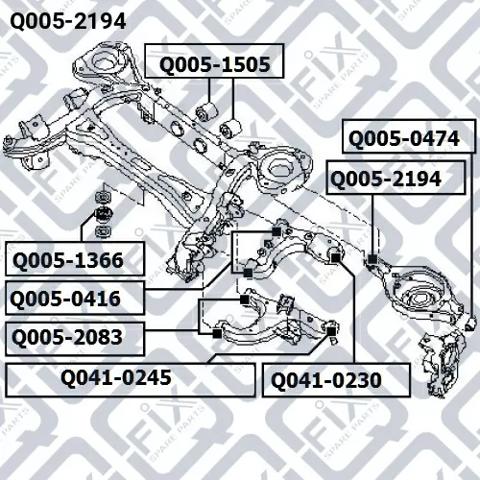 Сайлентблок заднього нижнього важеля Q-fix Q0052194
