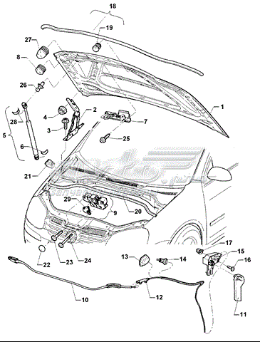  Трос капота Volkswagen Jetta 3