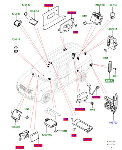 LR061039 Land Rover Датчик контролю мертвої зони, задній