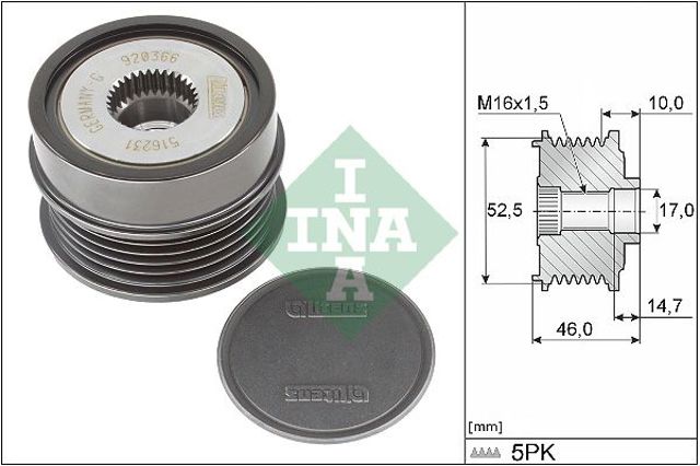 Шків генератора A0009068106 Mercedes