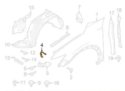KB7W5322Y Mazda Кронштейн кріплення крила переднього правого, передній