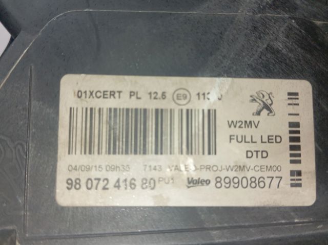 9807241780 Peugeot/Citroen Фара дальнього світла в зборі