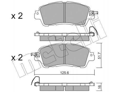 Колодки гальмівні передні, дискові 2210850 Metelli