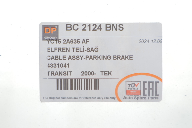 Трос стоянкового гальма задній правий DP Group BC2124BNS ціна, від 13.35 USD