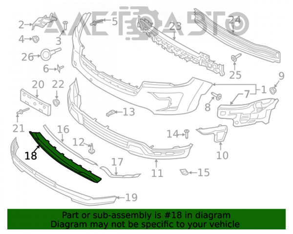 Накладка бампера переднього, центральна FPS FP2834922 ціна, від 35.99 USD