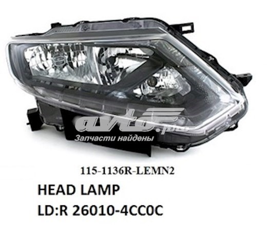 Фара правая Depo/Loro/Abakus 1151136RLEMN2 ціна, від 198.39 USD