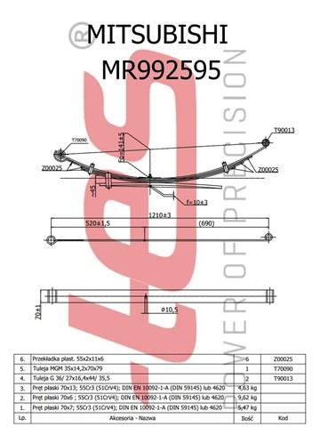 Купити MR5195800019ZT TES Ресори задні (пружини задньої підвіски)