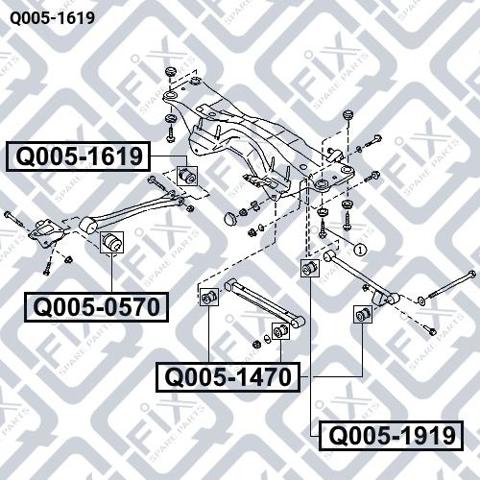 Сайлентблок заднього поздовжнього важеля, задній Q0051619 Q-fix