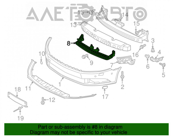 Направляюча переднього бампера PVG43088A Signeda