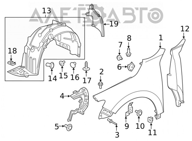 Переднє праве крило Honda 60211TXMA91ZZ