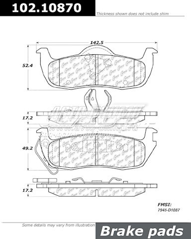 10210870 Centric Parts Колодки гальмівні задні, дискові