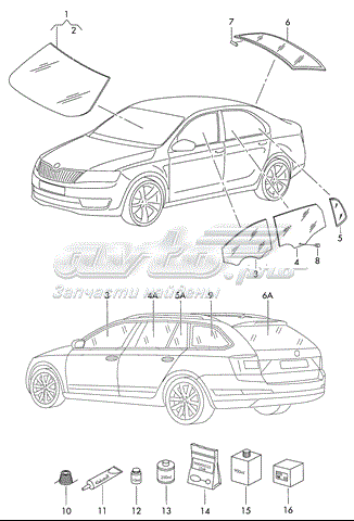  Скло передніх дверей, лівою Skoda Octavia 3