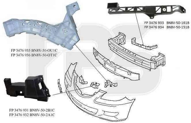 Кронштейн бампера переднього, зовнішній лівий FP3476933 FPS