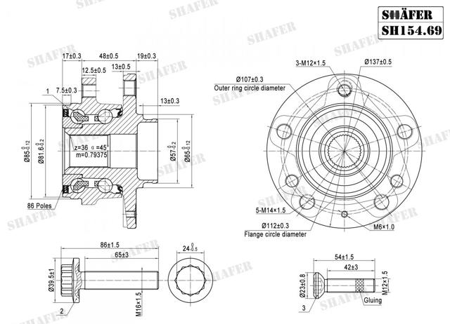 Маточина передня SH15469K Shafer